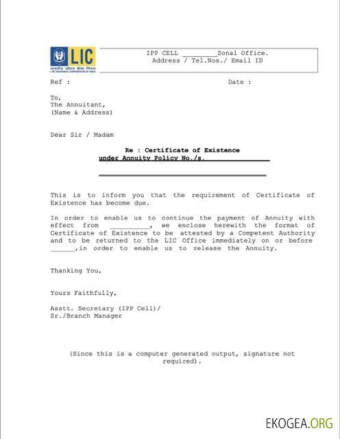 Modèle Word et PDF de certificat d'existence en Inde